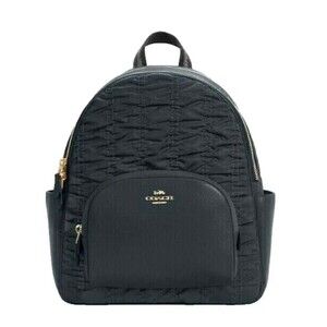 New Coach C4094 Court Backpack with Ruching Nylon and Pebble Leather Midnight